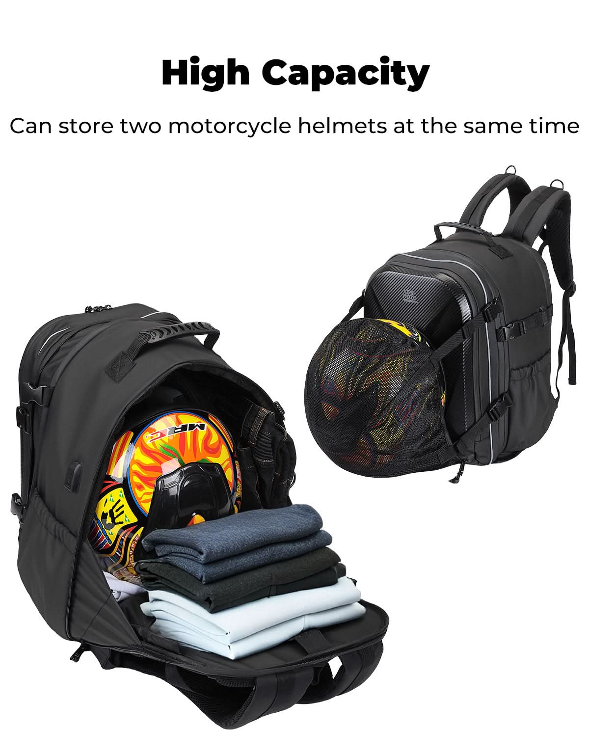 Kemimoto zaino moto rigido 40L porta casco USB