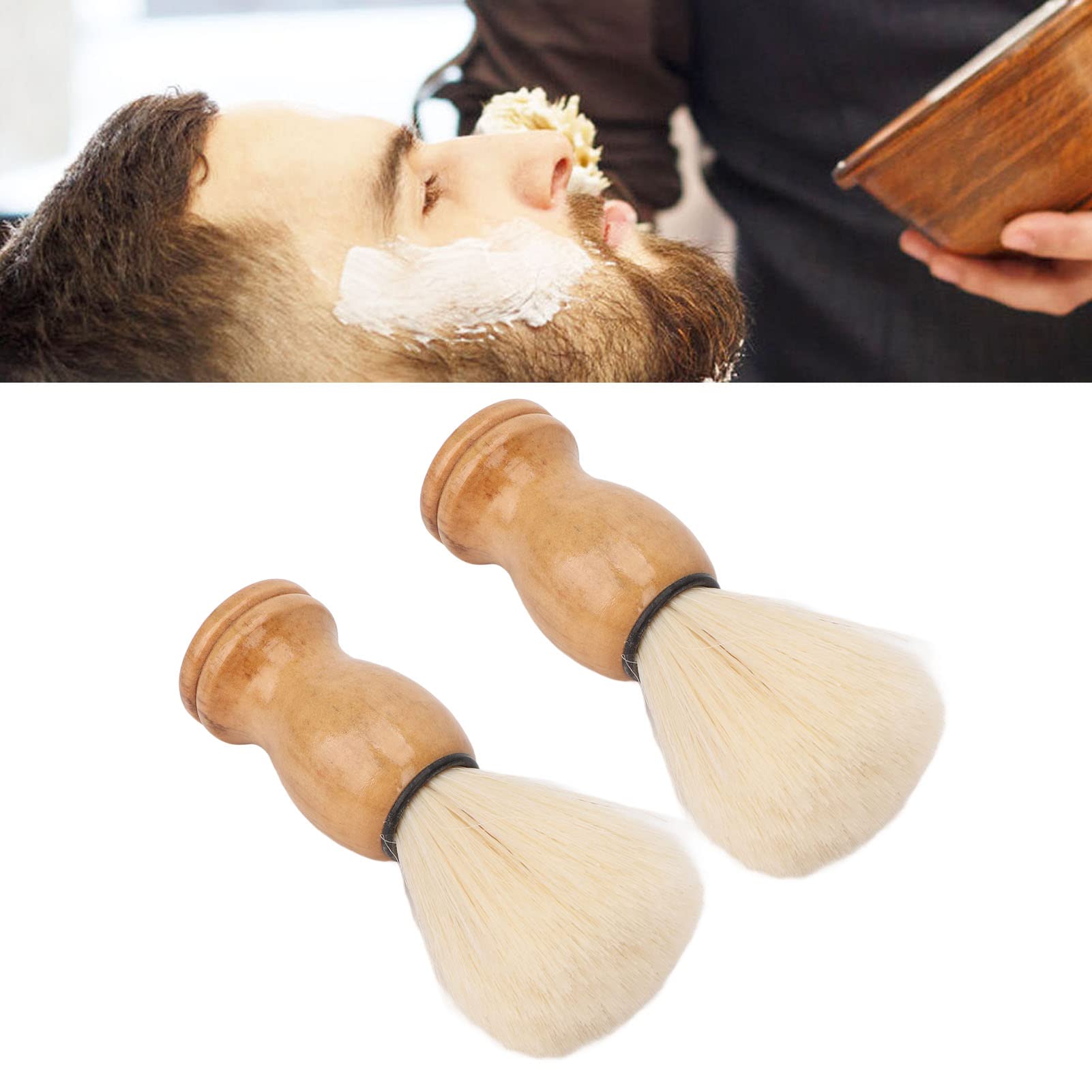Kuuleyn pennello da barba sintetico manico legno 2 pezzi