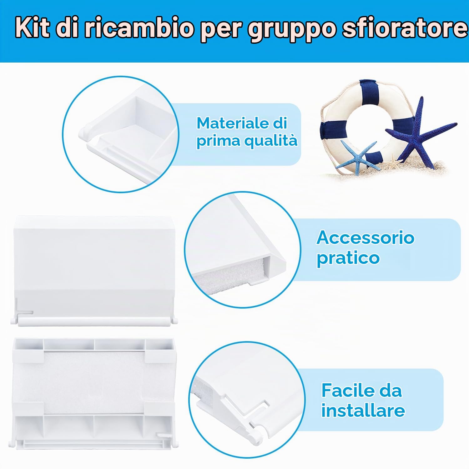 Hapivida Sportello Skimmer piscina bianco 19,5x14 cm 2 pezzi