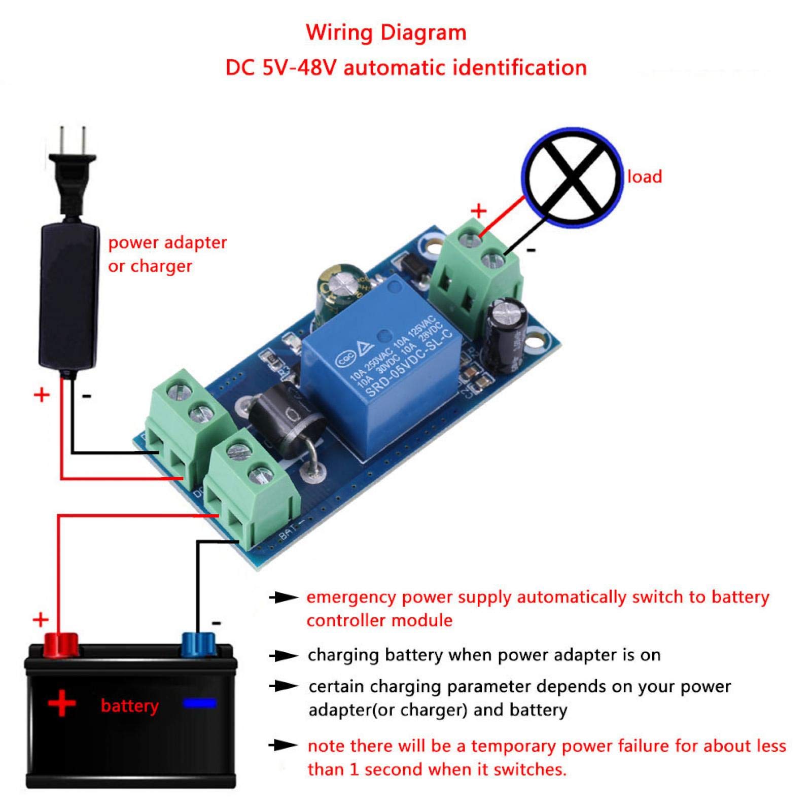Kuuleyn Modulo commutazione batteria 5-48V 10A