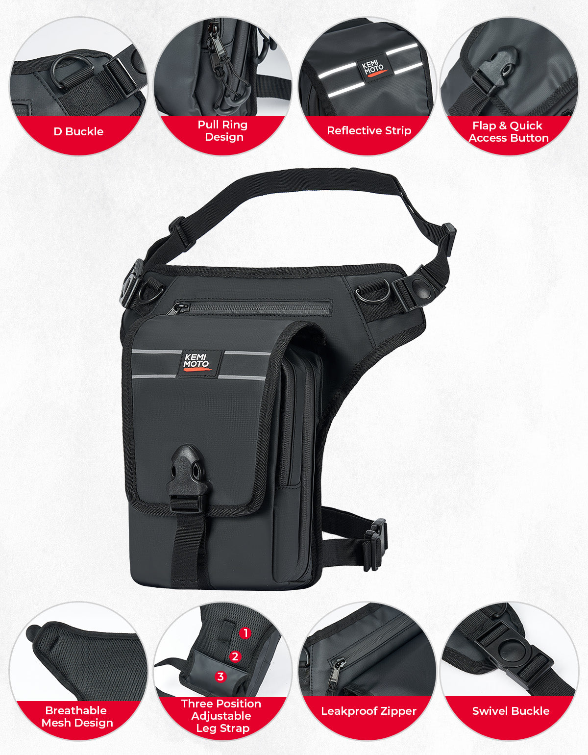 KEMIMOTO Leg Bag borsa coscia moto impermeabile 2,3L