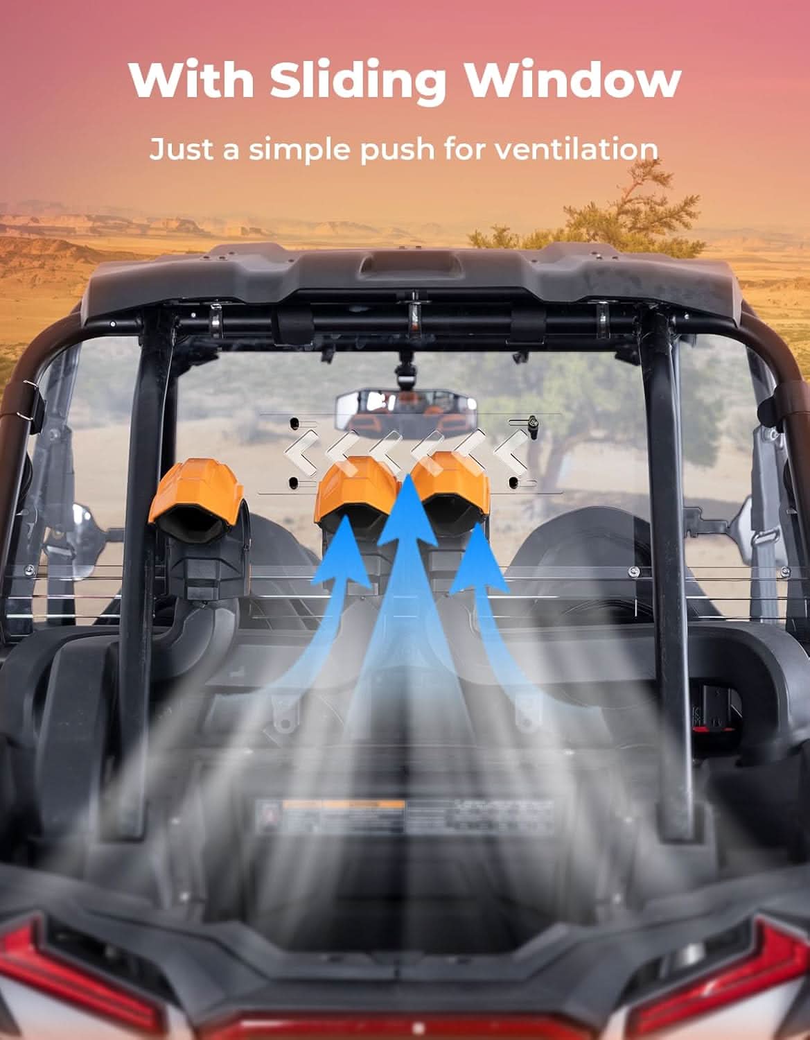 KEMIMOTO RZR XP 1000 parabrezza posteriore ventilato policarbonato