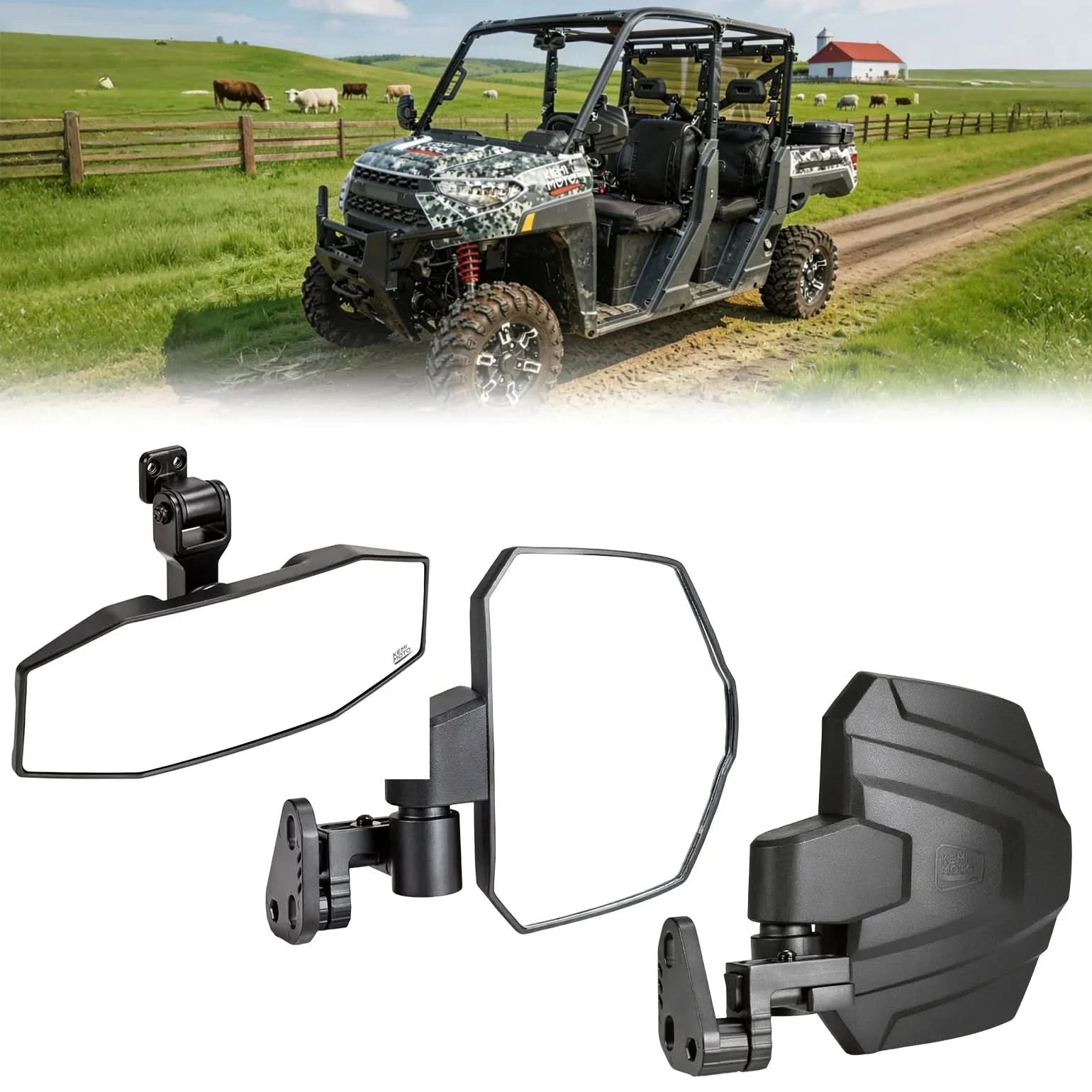 KEMIMOTO Ranger XP 1000 specchietti UTV 3 pezzi antivibrazione
