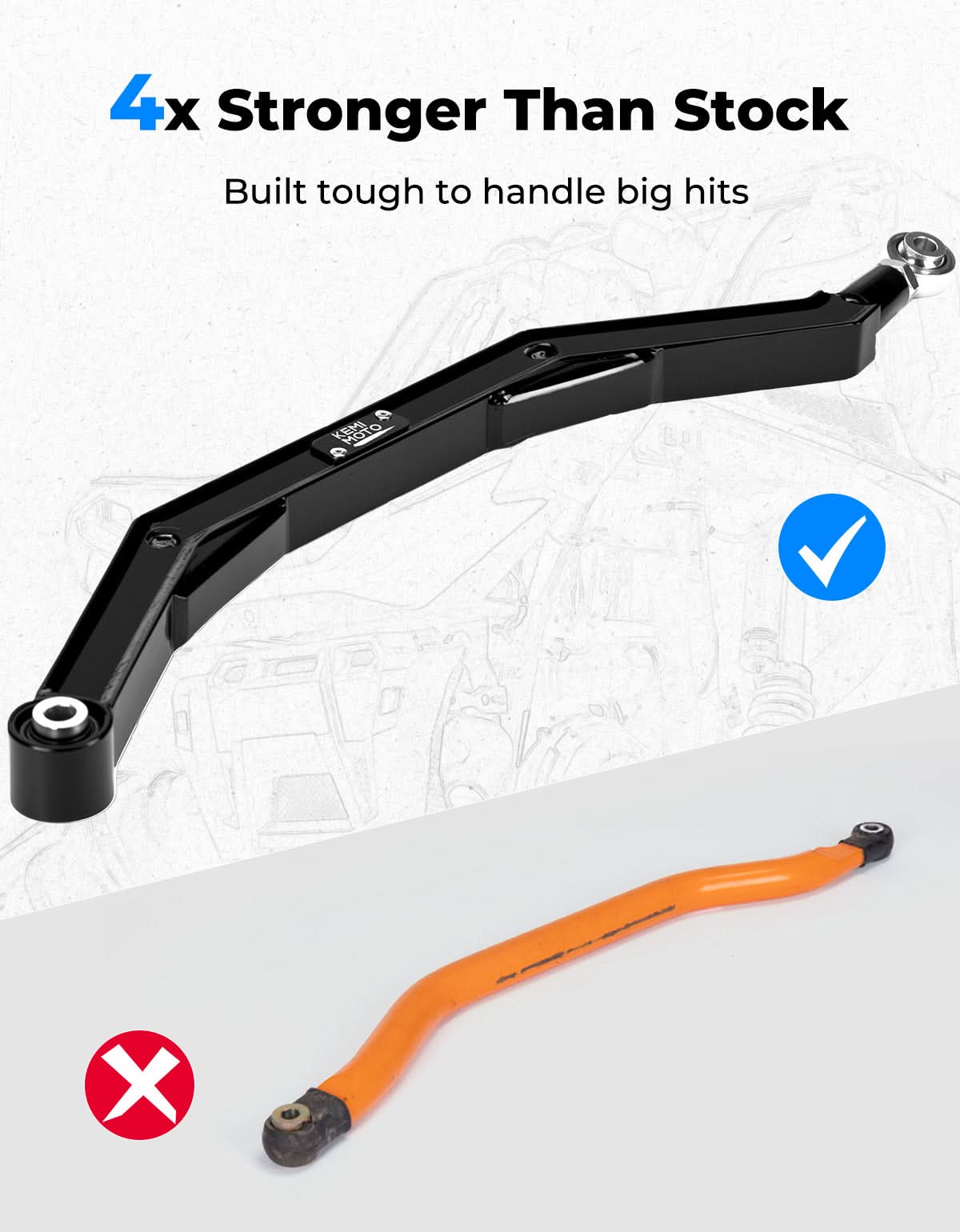 KEMIMOTO bracci posteriori Polaris RZR XP 1000 17-23 acciaio