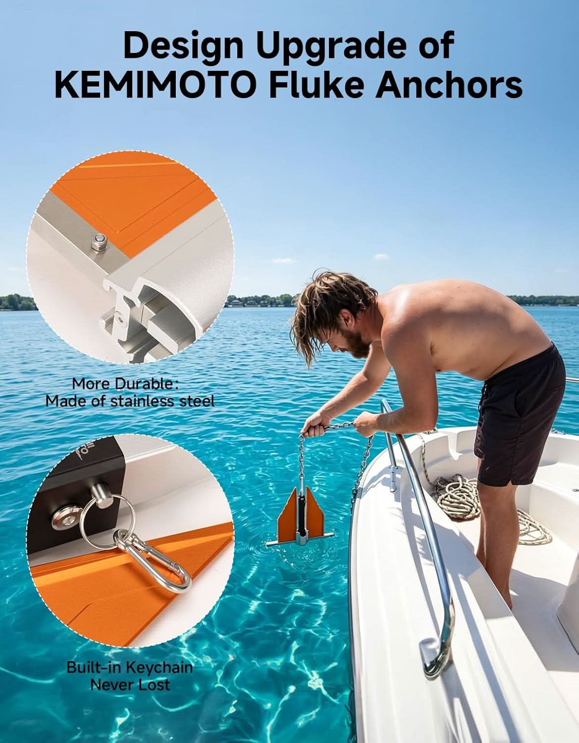 KEMIMOTO ancora nautica alluminio 3,2 kg barche 16-30 ft