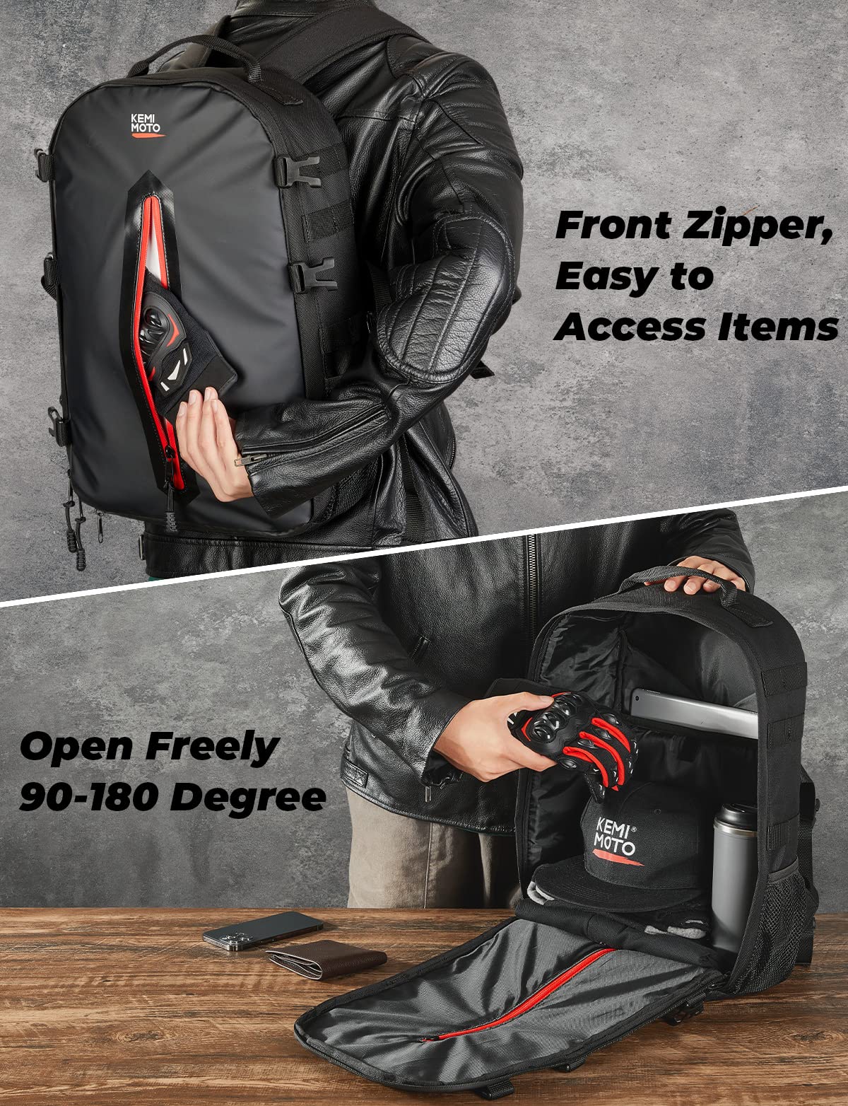 KEMIMOTO zaino moto porta casco 20L impermeabile nero