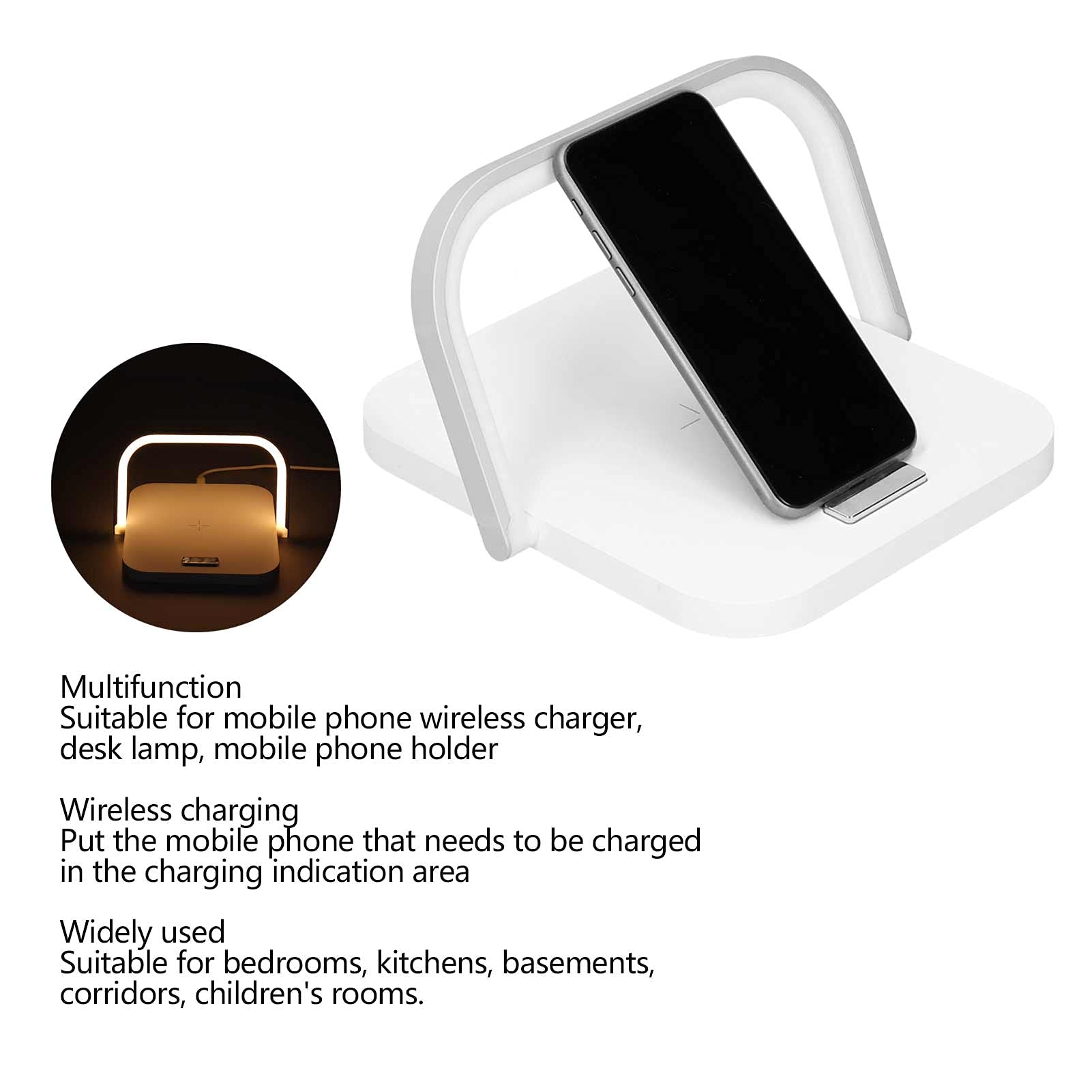Kuuleyn lampada da tavolo 3 in 1 bianca ricarica wireless 5V