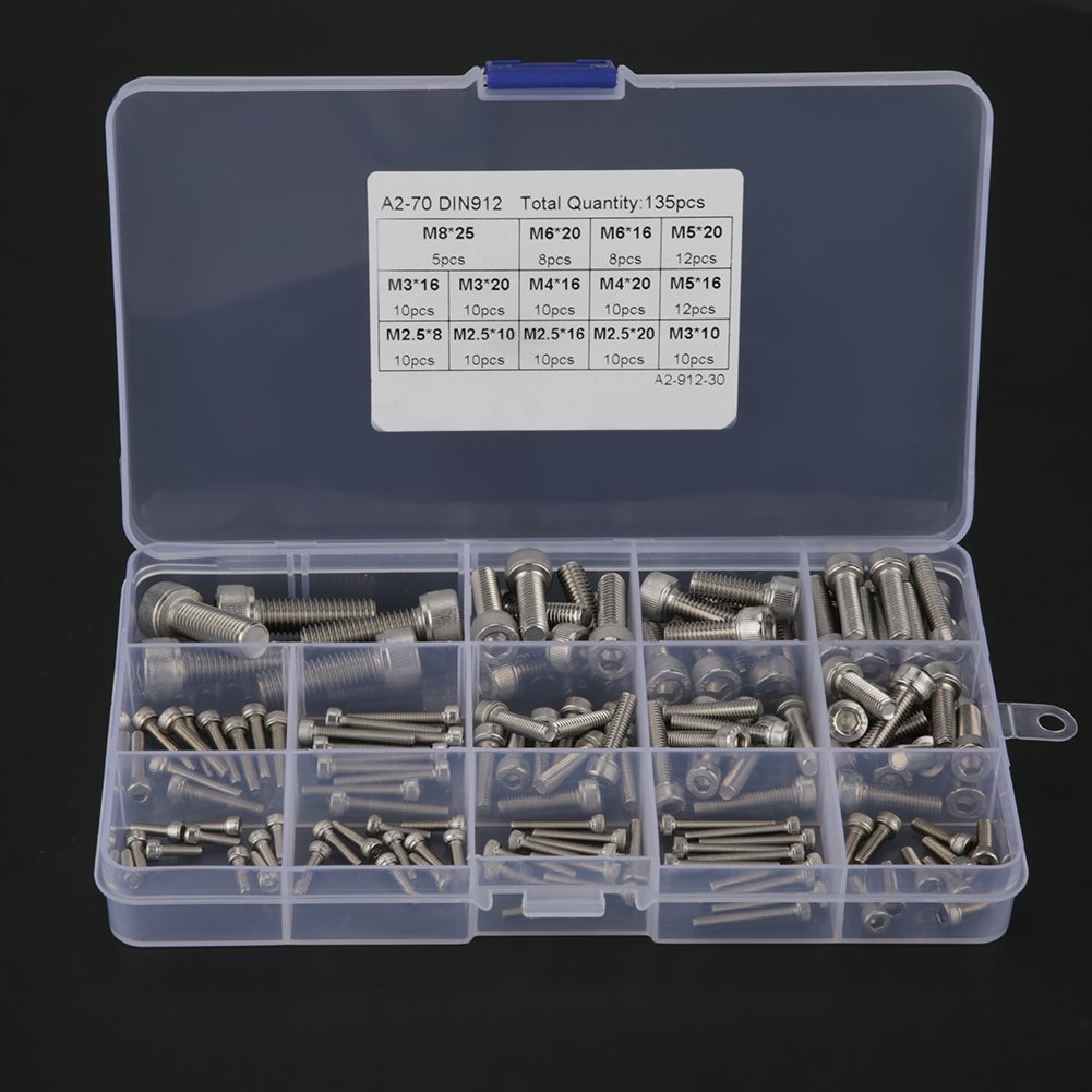 Kuuleyn kit viti brugola inox 135 pezzi M2.5-M8
