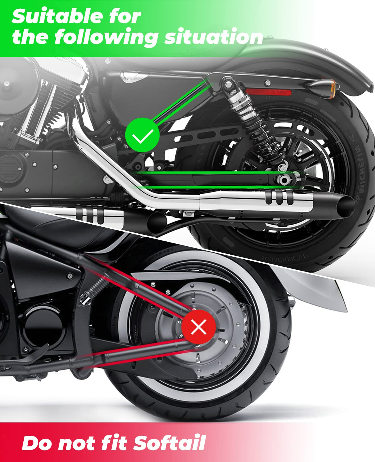 KEMIMOTO borsa forcellone Harley laterale rigida