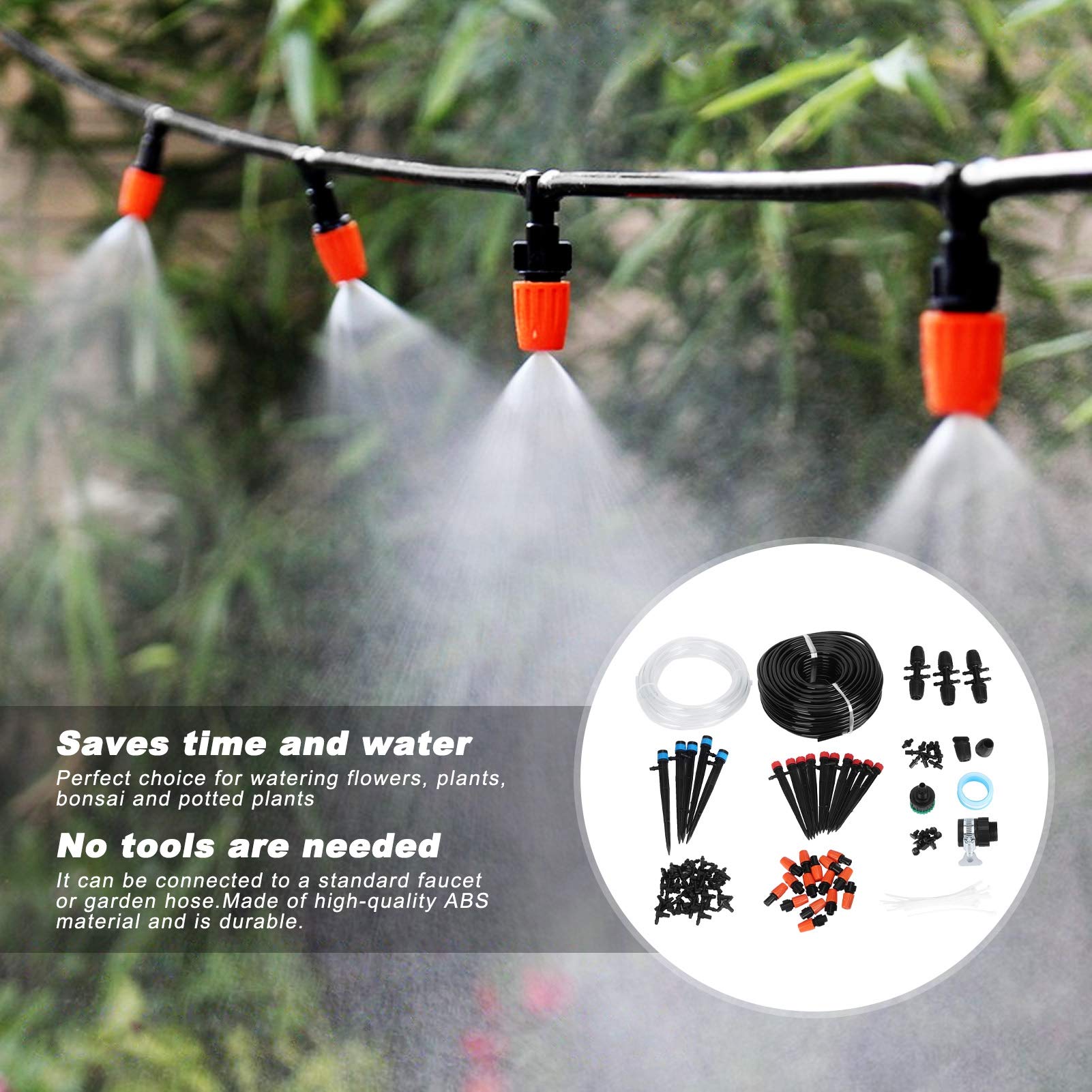 Kuuleyn Kit Irrigazione a Goccia 40 M Micro Spray