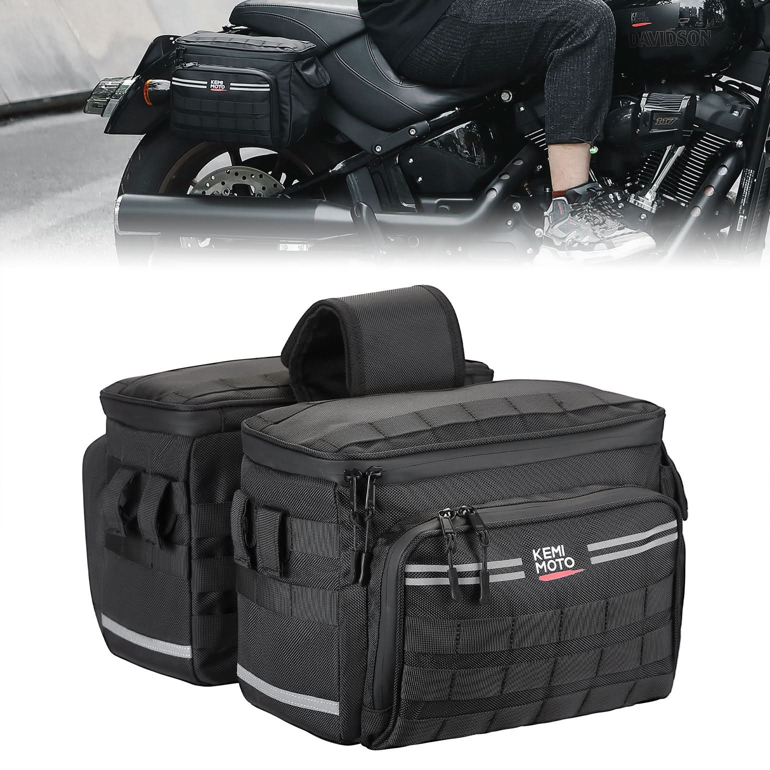 KEMIMOTO Cruiser 15L borse laterali moto Softail Dyna con staffe