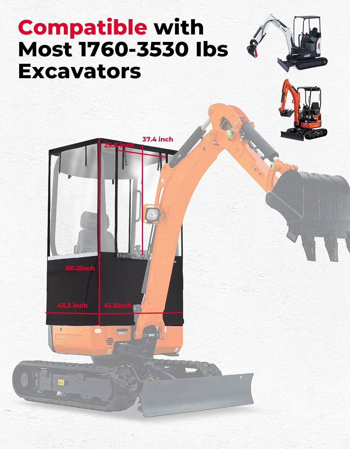 KEMIMOTO Telo Miniescavatore Bobcat E20 Kubota U17 impermeabile