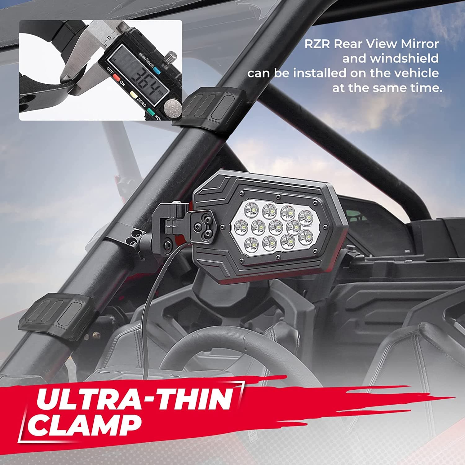 KEMIMOTO Maverick X3 Specchietti Laterali UTV LED Alluminio