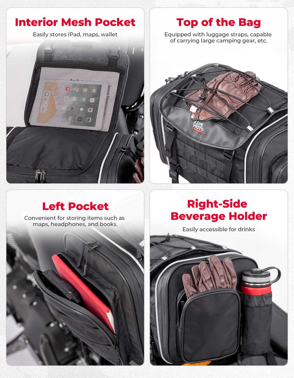 Kemimoto borsa codino moto espandibile 23-30L