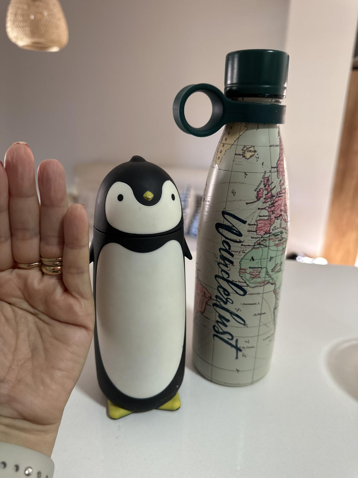 Kuuleyn Thermos Pinguino 300 ml Tazza Viaggio Nero Vetro