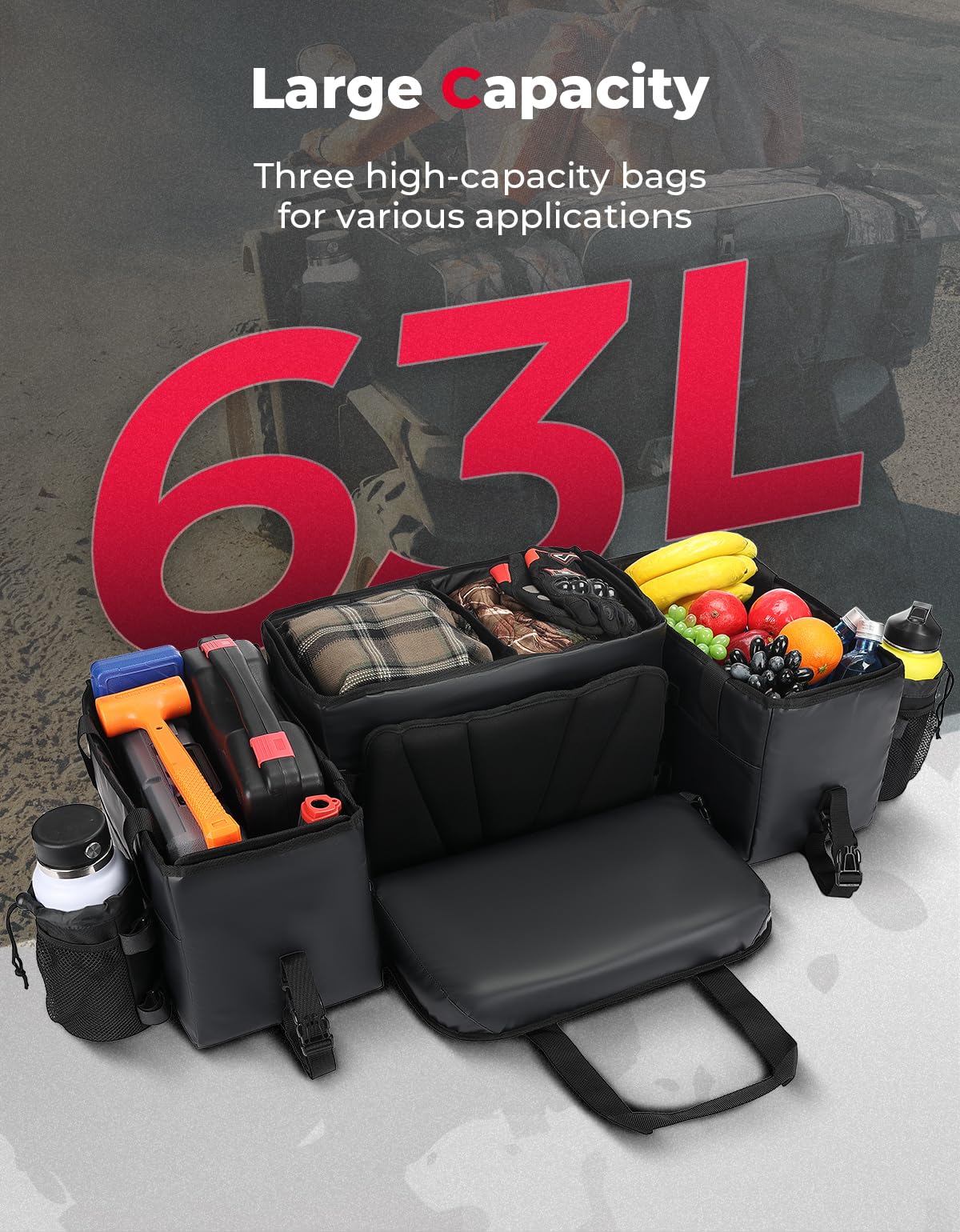 Kemimoto ATV borsa posteriore 76L con schienale e borsa frigo