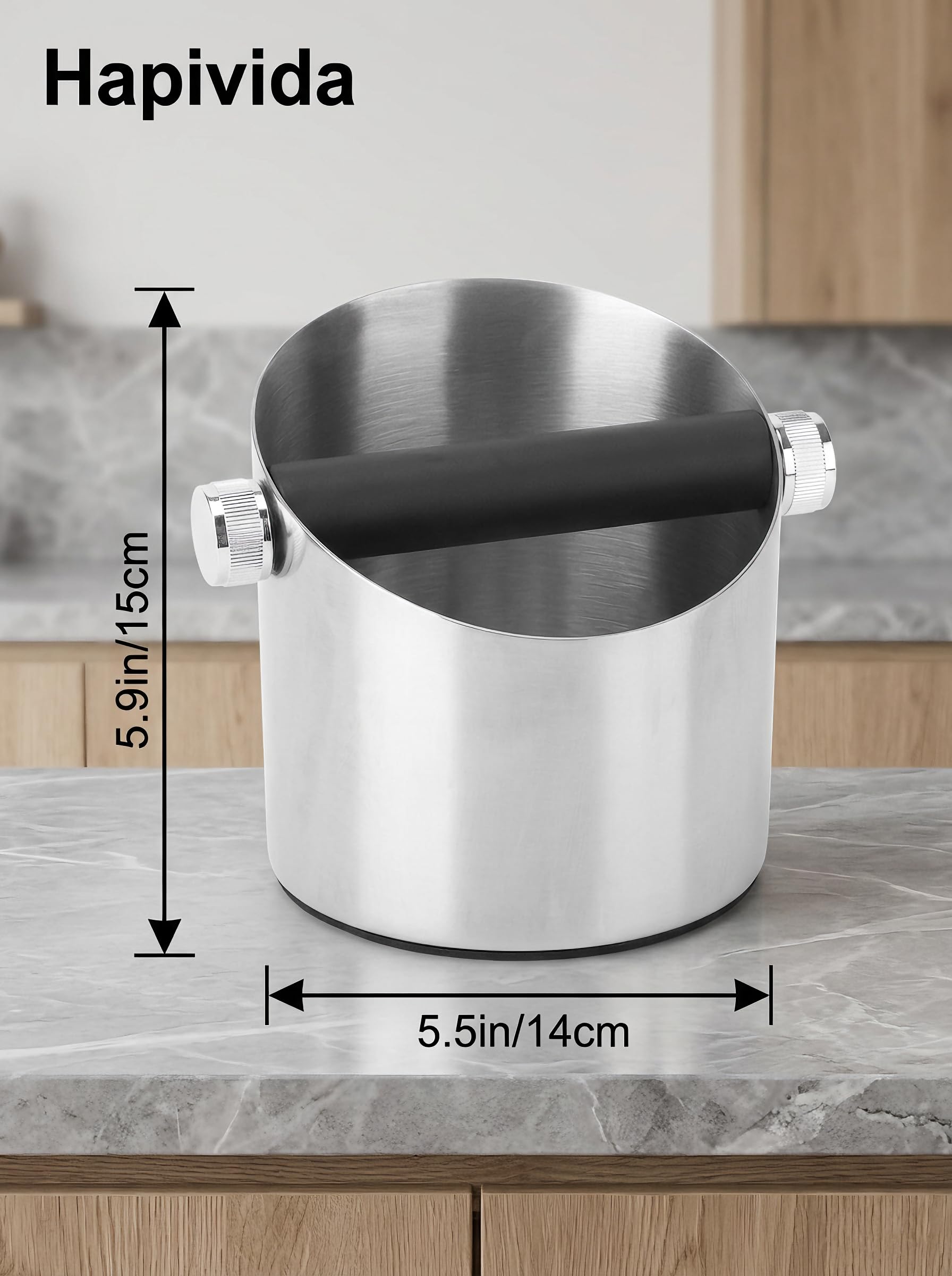 Hapivida knock box caffè acciaio inox argento 15x14x14 cm