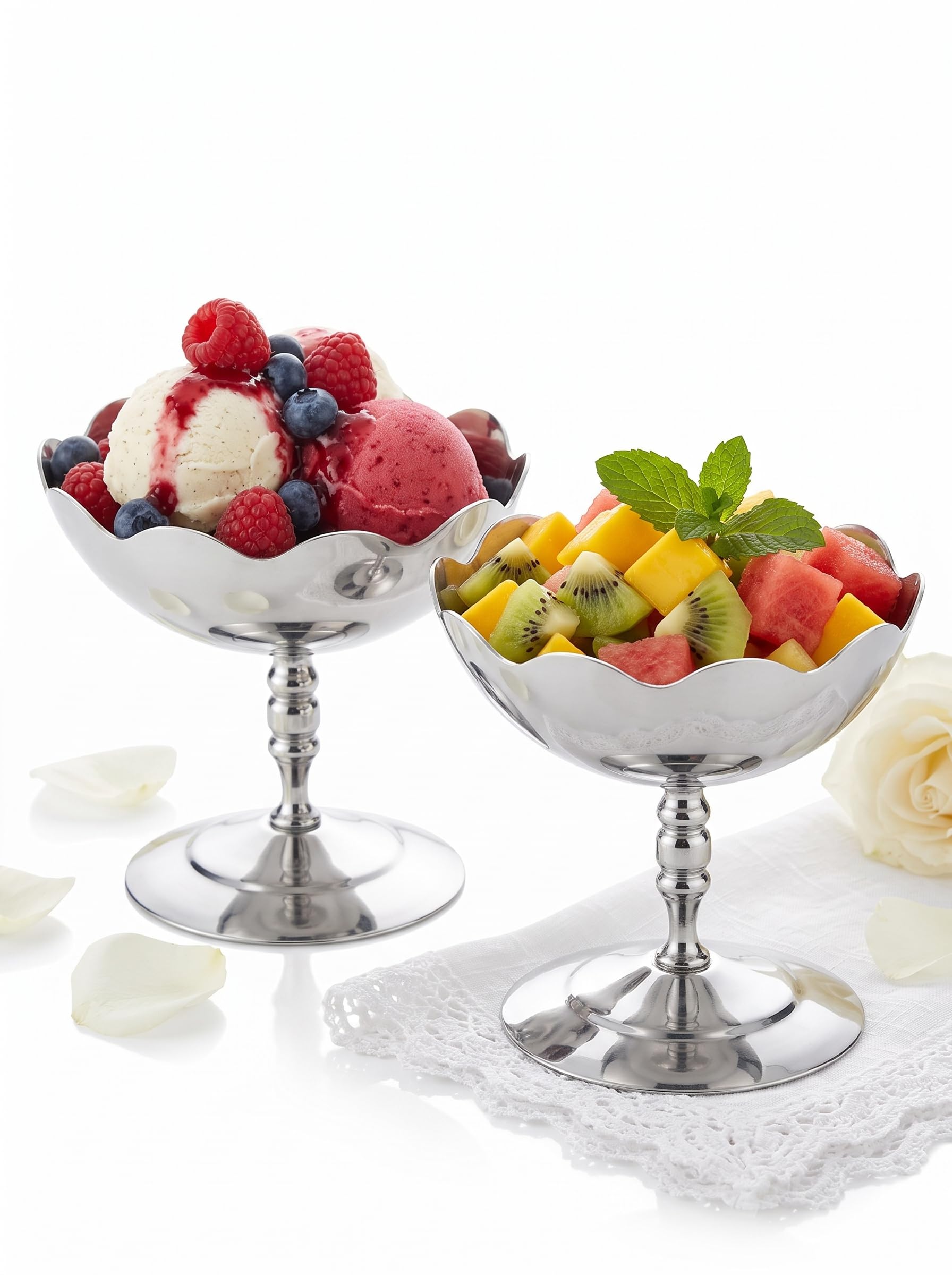Hapivida coppa dessert acciaio inox con base set 2 pezzi gelato