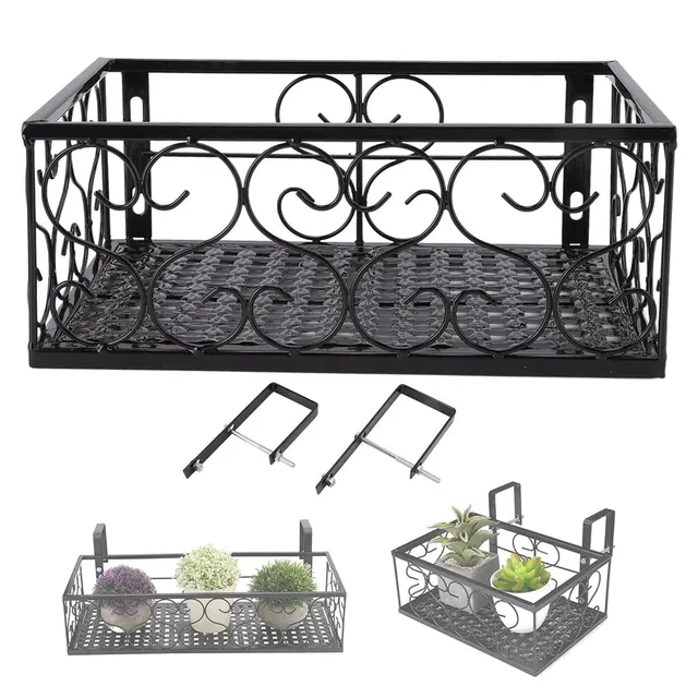 Hapivida cesto fiori ringhiera ferro nero 30 cm 6,5 cm