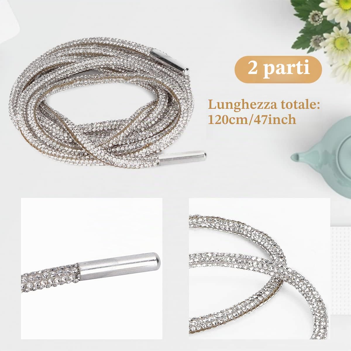 Hapivida lacci per scarpe con strass 120 cm vetro