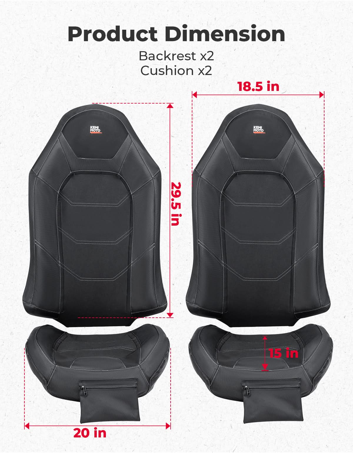 KEMIMOTO RZR XP 1000 coprisedili 2 pezzi con tasca