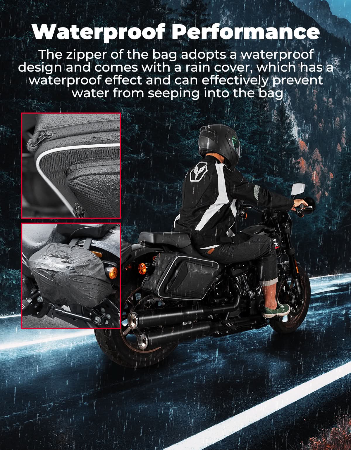 KEMIMOTO Cruiser Borse Laterali Moto Espandibili 30L