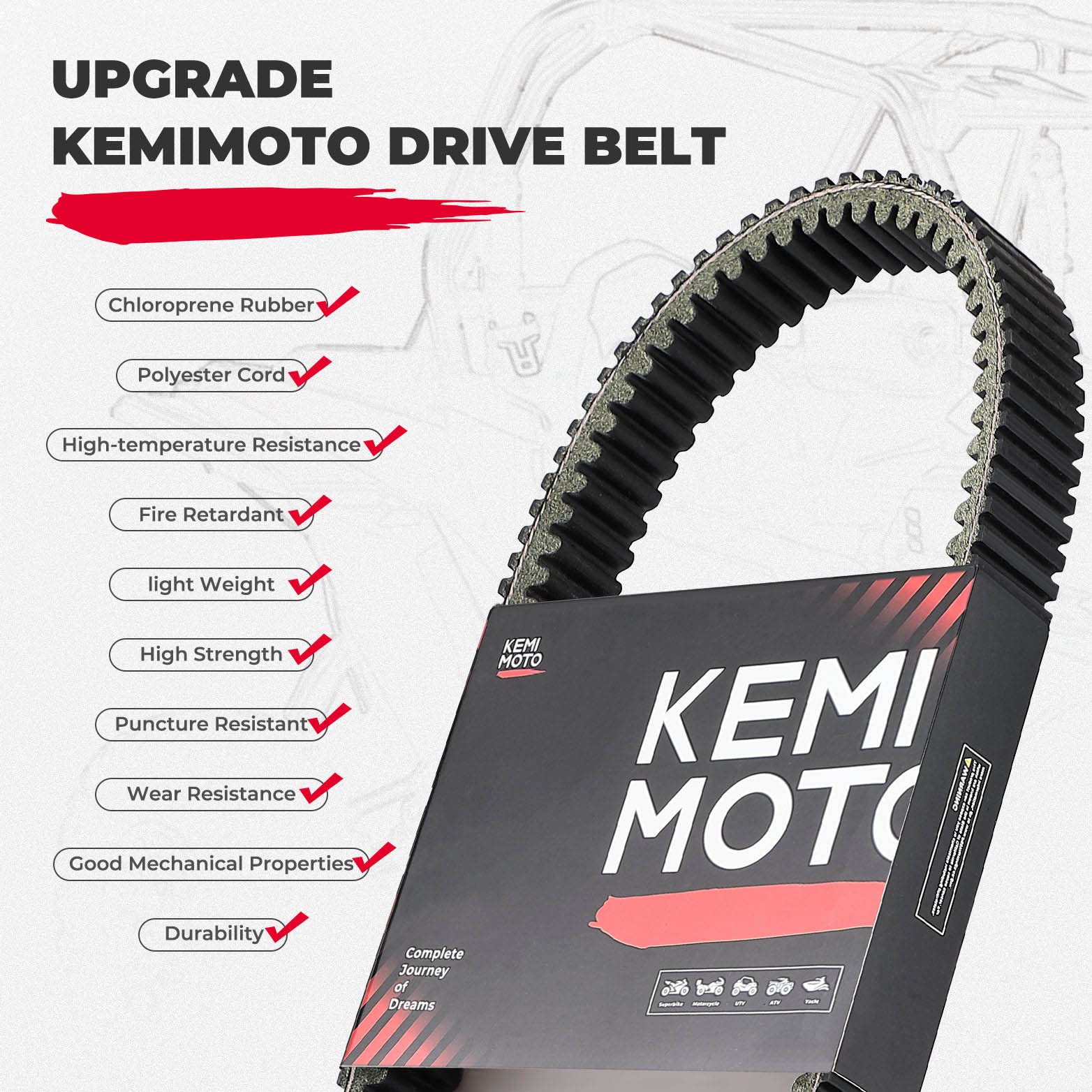 Kemimoto cinghia trasmissione per Polaris RZR XP 1000 rinforzata