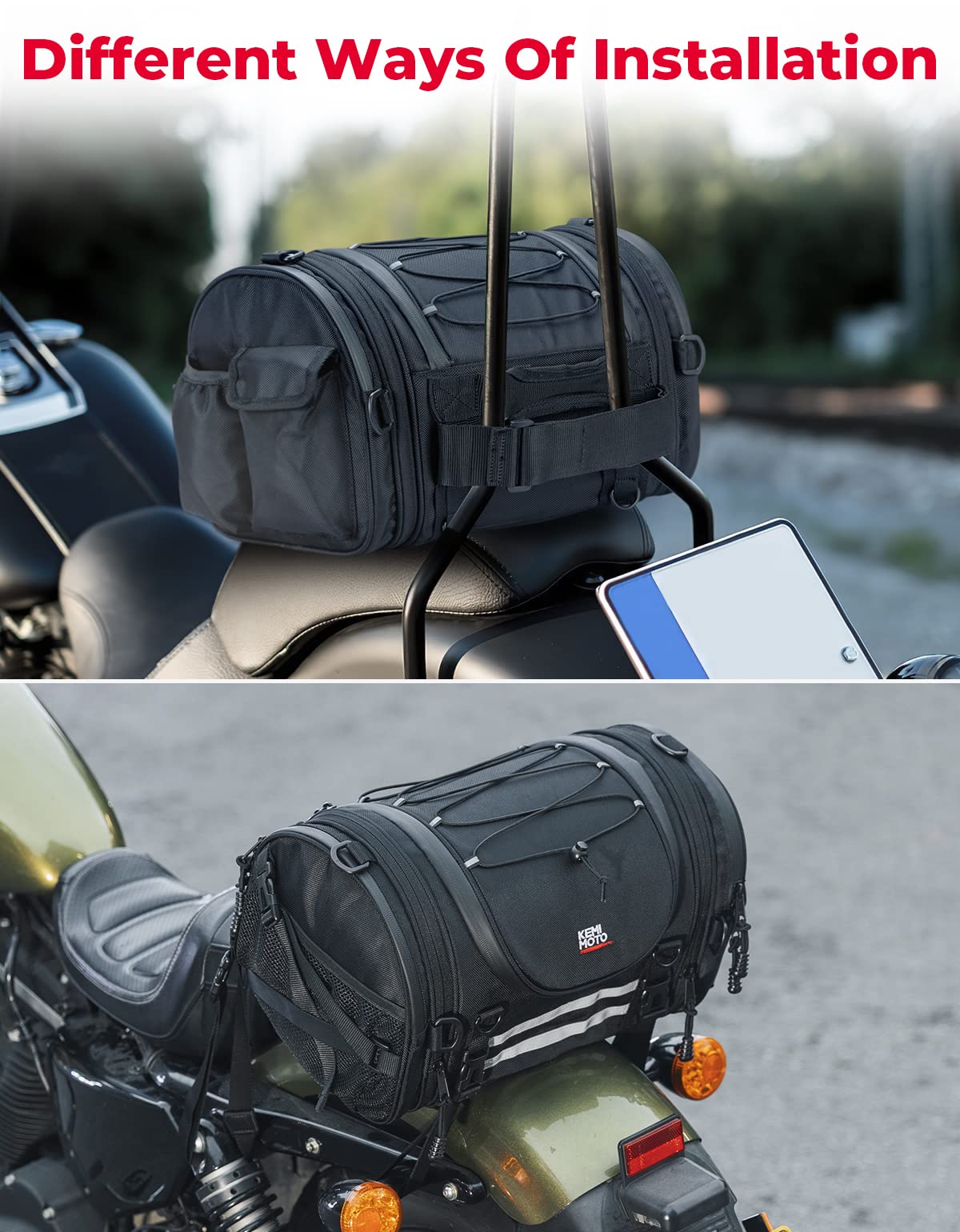 KEMIMOTO borsa posteriore moto 25L sissy bar espandibile