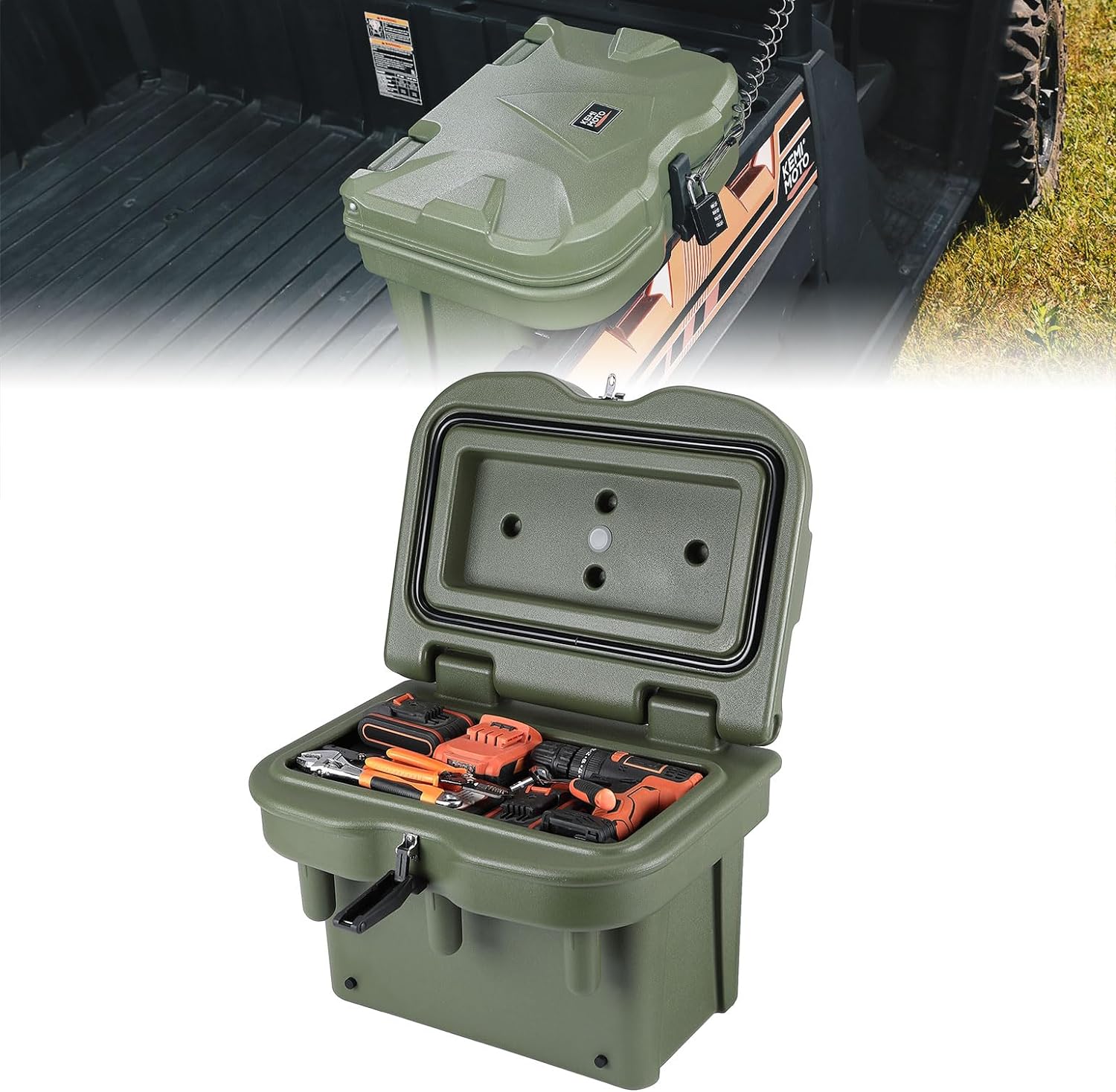 KEMIMOTO Baule 20L per Polaris General 1000 nero chiudibile