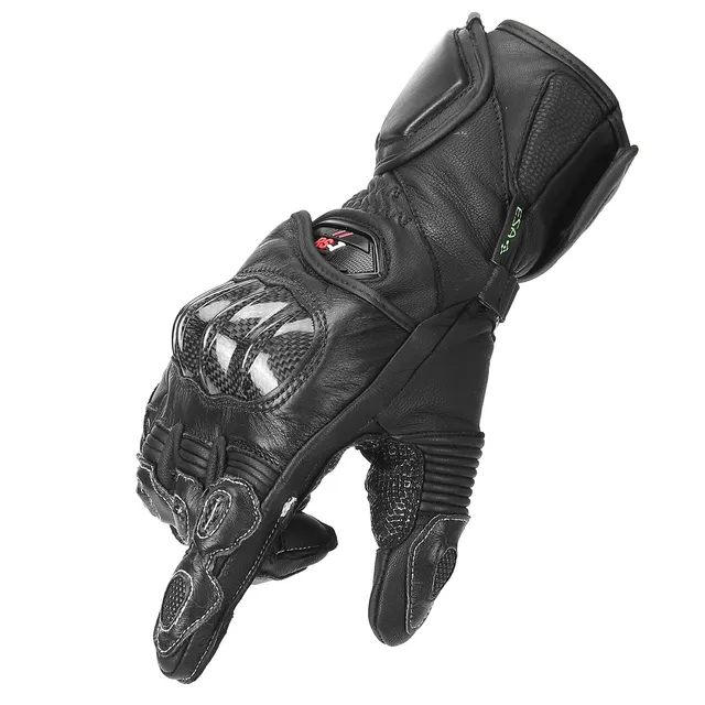 KEMIMOTO Guanti Moto Pelle Neri Touchscreen Carbonio