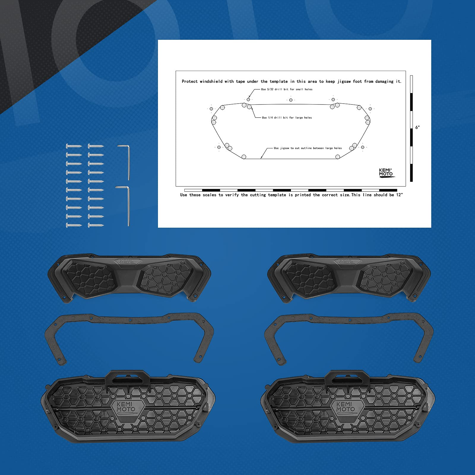 KEMIMOTO UTV Kit Prese Aria Parabrezza 2pz Policarbonato