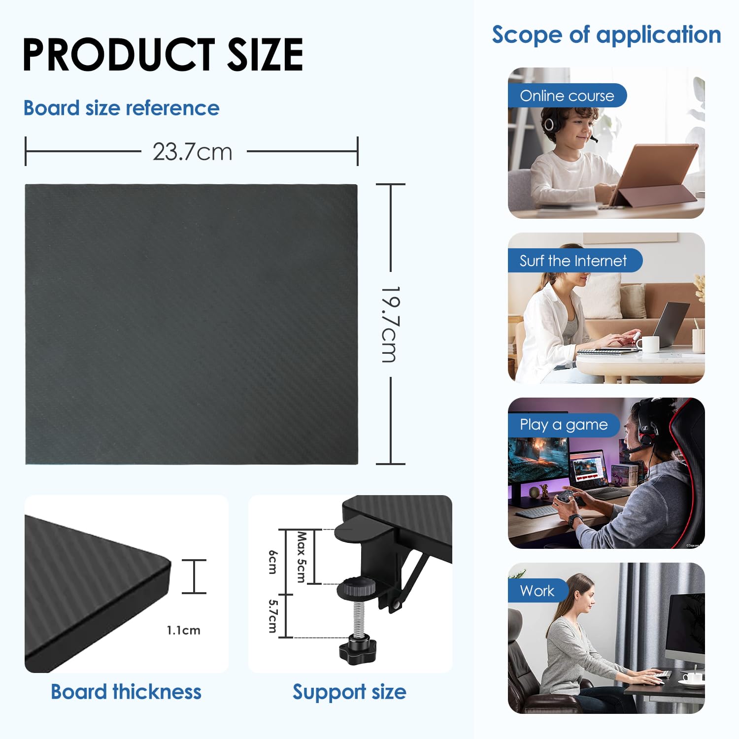 Hapivida Supporto Bracciolo Scrivania 20x24cm Nero