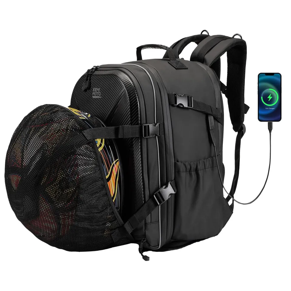 Kemimoto zaino moto rigido 40L porta casco USB