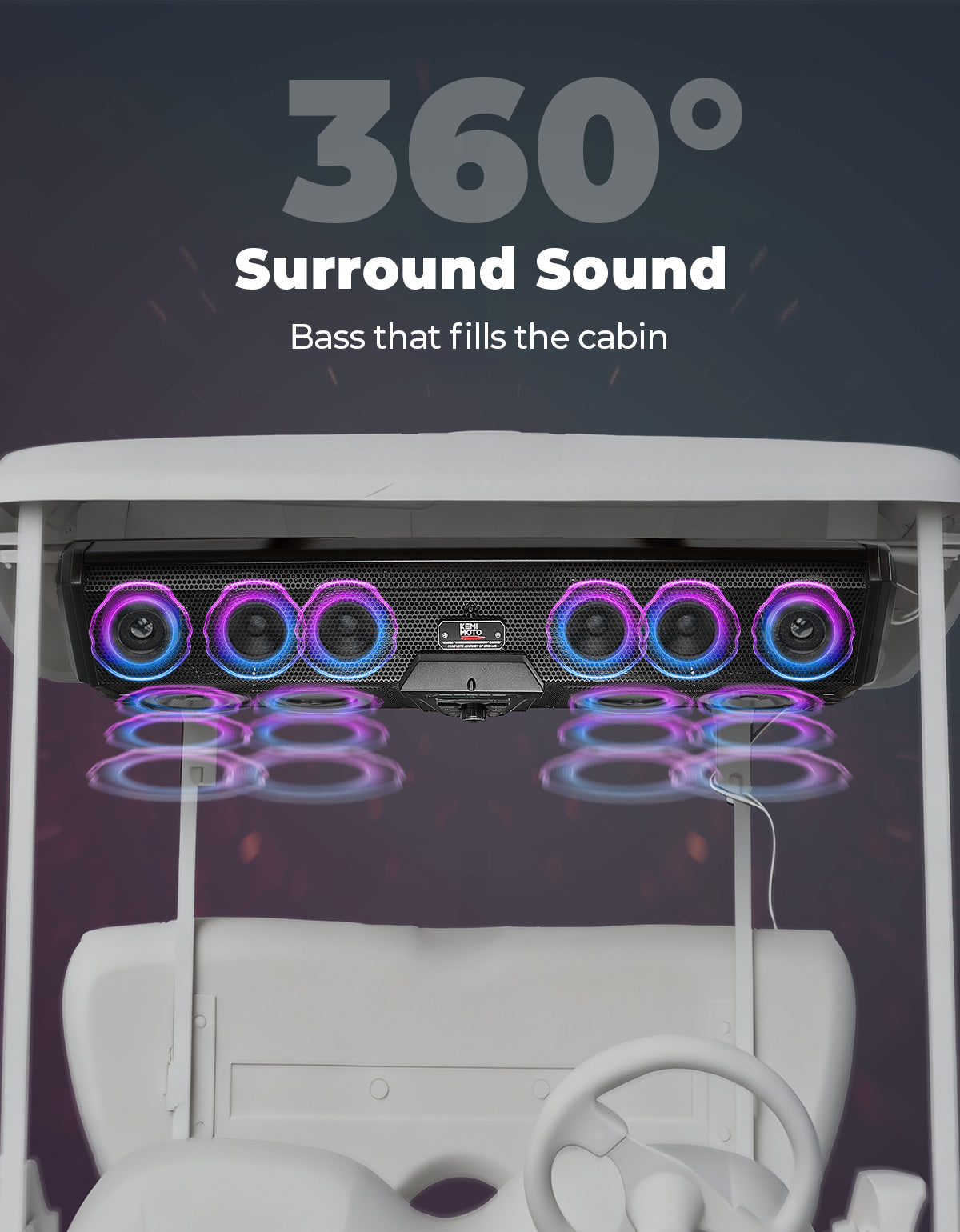 KEMIMOTO Midnight 90 soundbar golf cart Bluetooth 34 pollici