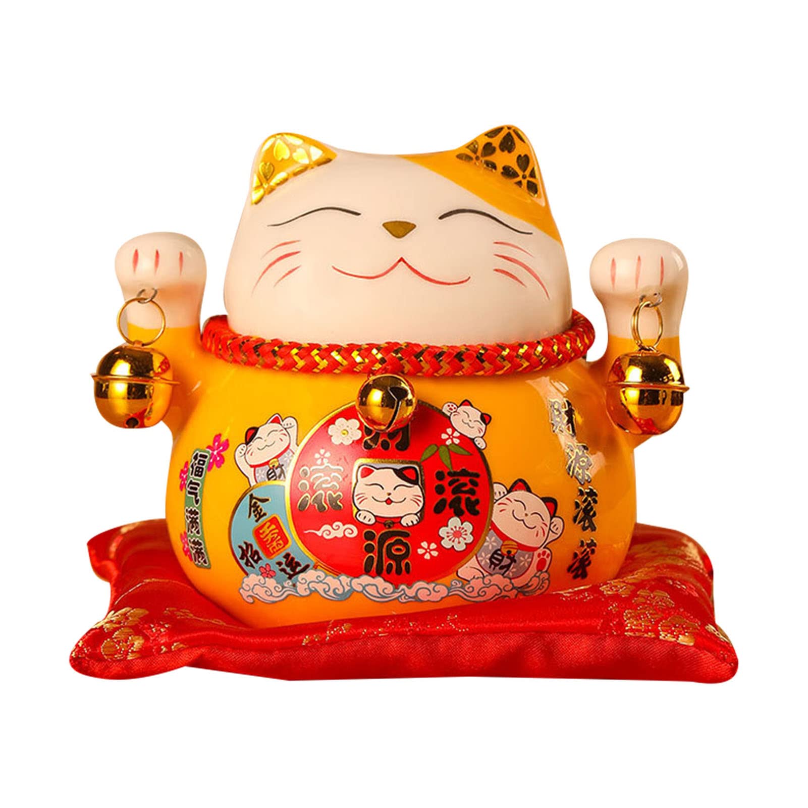 Hapivida maneki neko giallo salvadanaio ceramica 12 cm