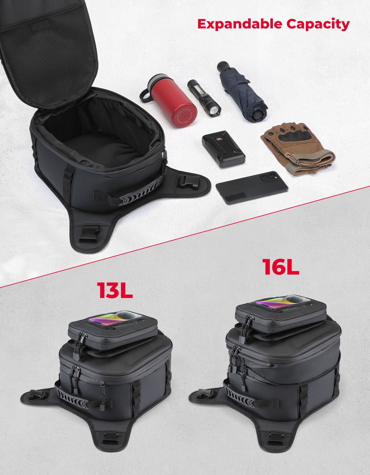 Kemimoto borsa serbatoio moto 13-16L rigida