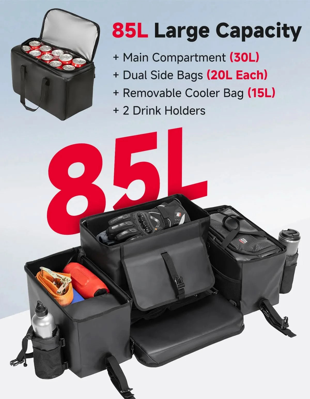KEMIMOTO Borsa ATV 85L Posteriore con frigo e telaio metallo