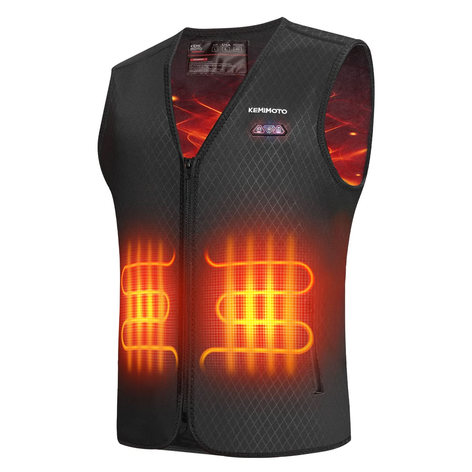KEMIMOTO Gilet Riscaldato Uomo Nero 6 Zone