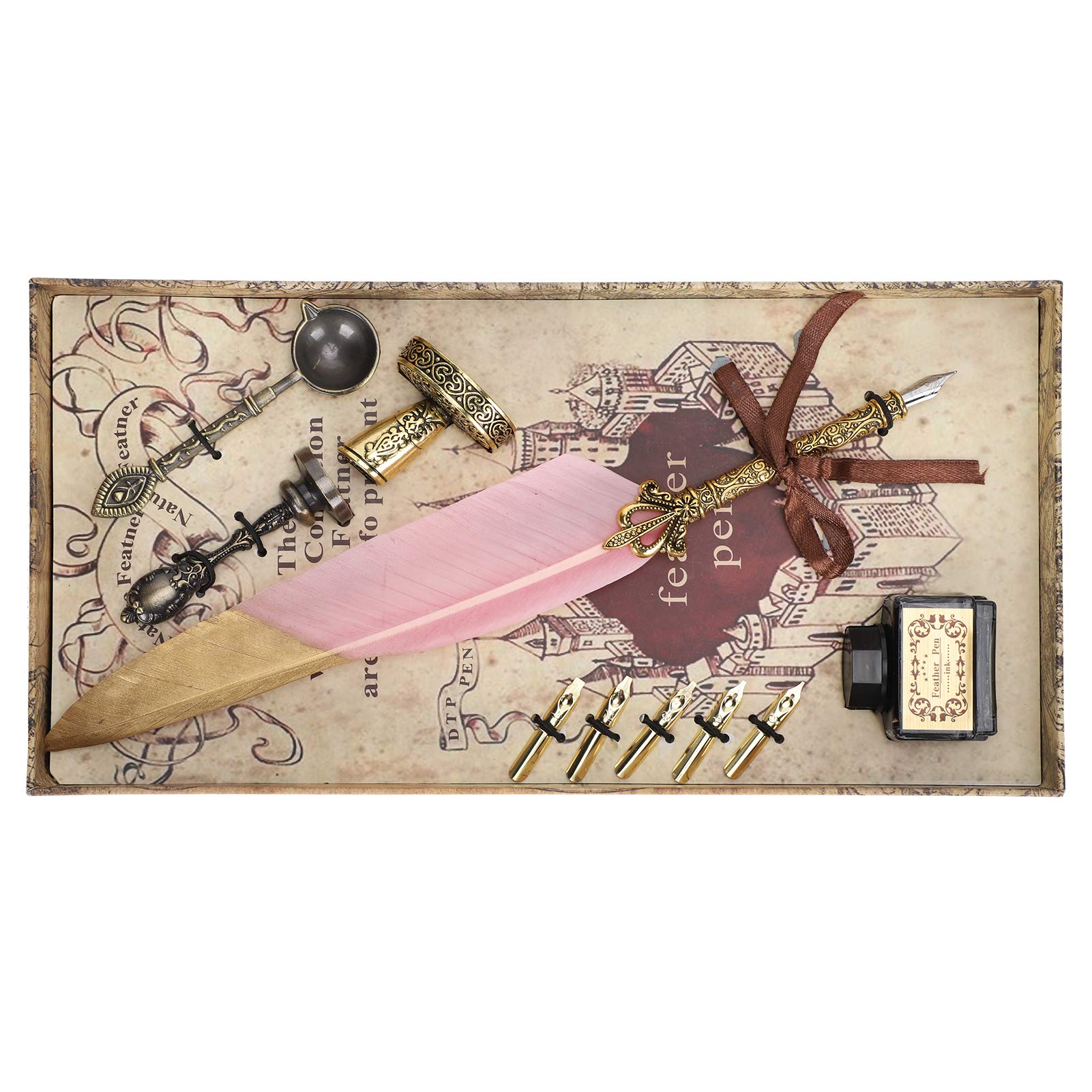Kuuleyn Penna Piuma Calligrafia Vintage Rosa Pennino Oro