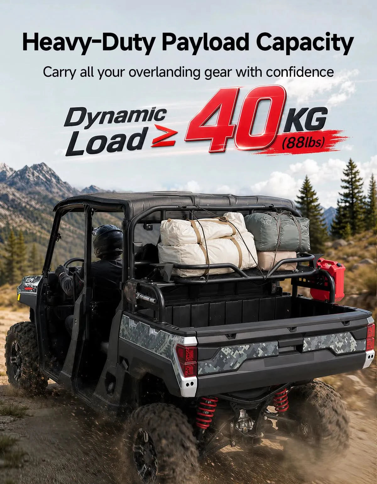 KEMIMOTO Portapacchi Posteriore UTV 2 in 1 Pieghevole 40 kg