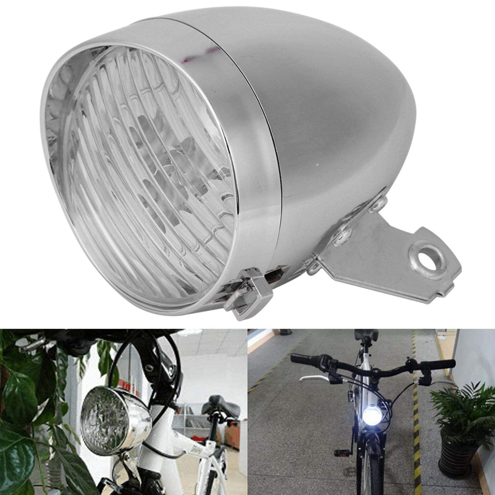 Hapivida Luce Bici Anteriore 3 LED Vintage Argento