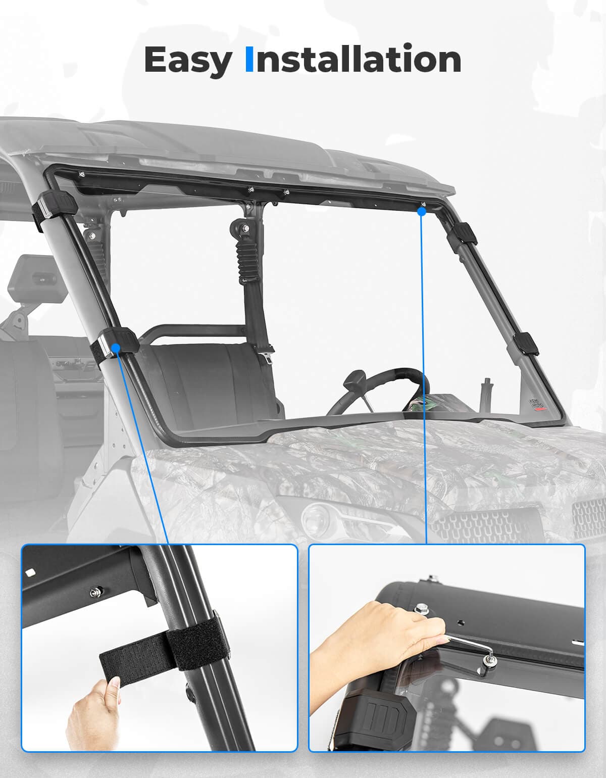KEMIMOTO 2408 parabrezza anteriore completo per UForce 1000 XL