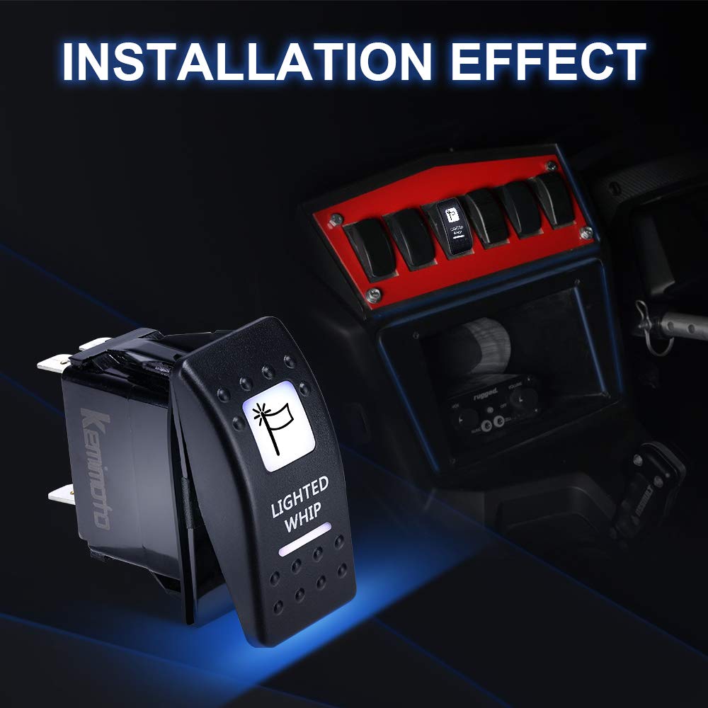 KEMIMOTO Interruttore bilanciere 12V LED per whip light IP66