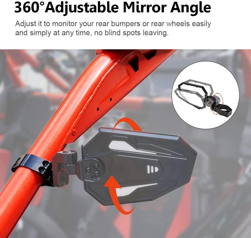 KEMIMOTO FTVMI039BK Specchietti UTV Neri Coppia Pieghevoli