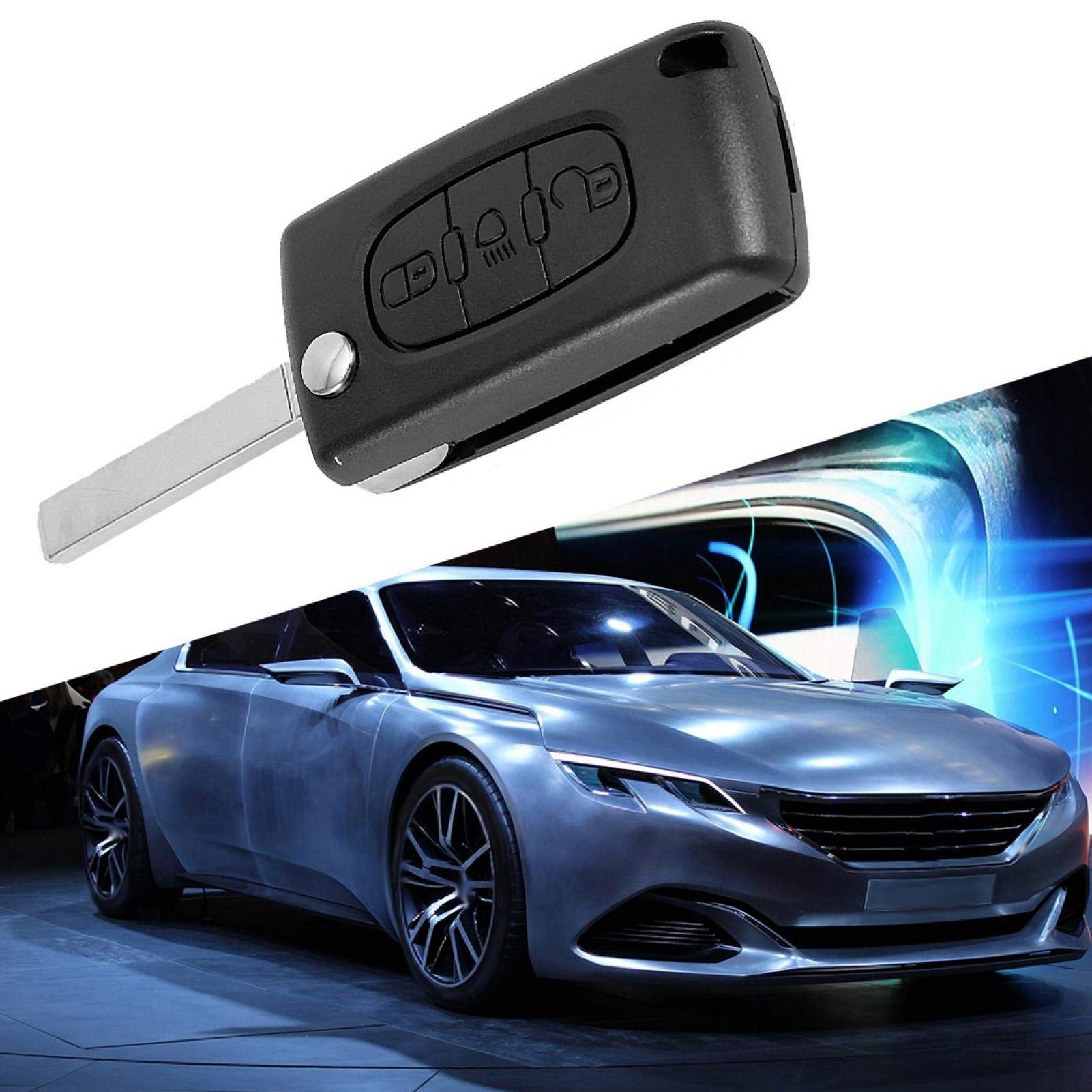 Kuuleyn guscio chiave 3 pulsanti nero per Citroen C3 C4 C5