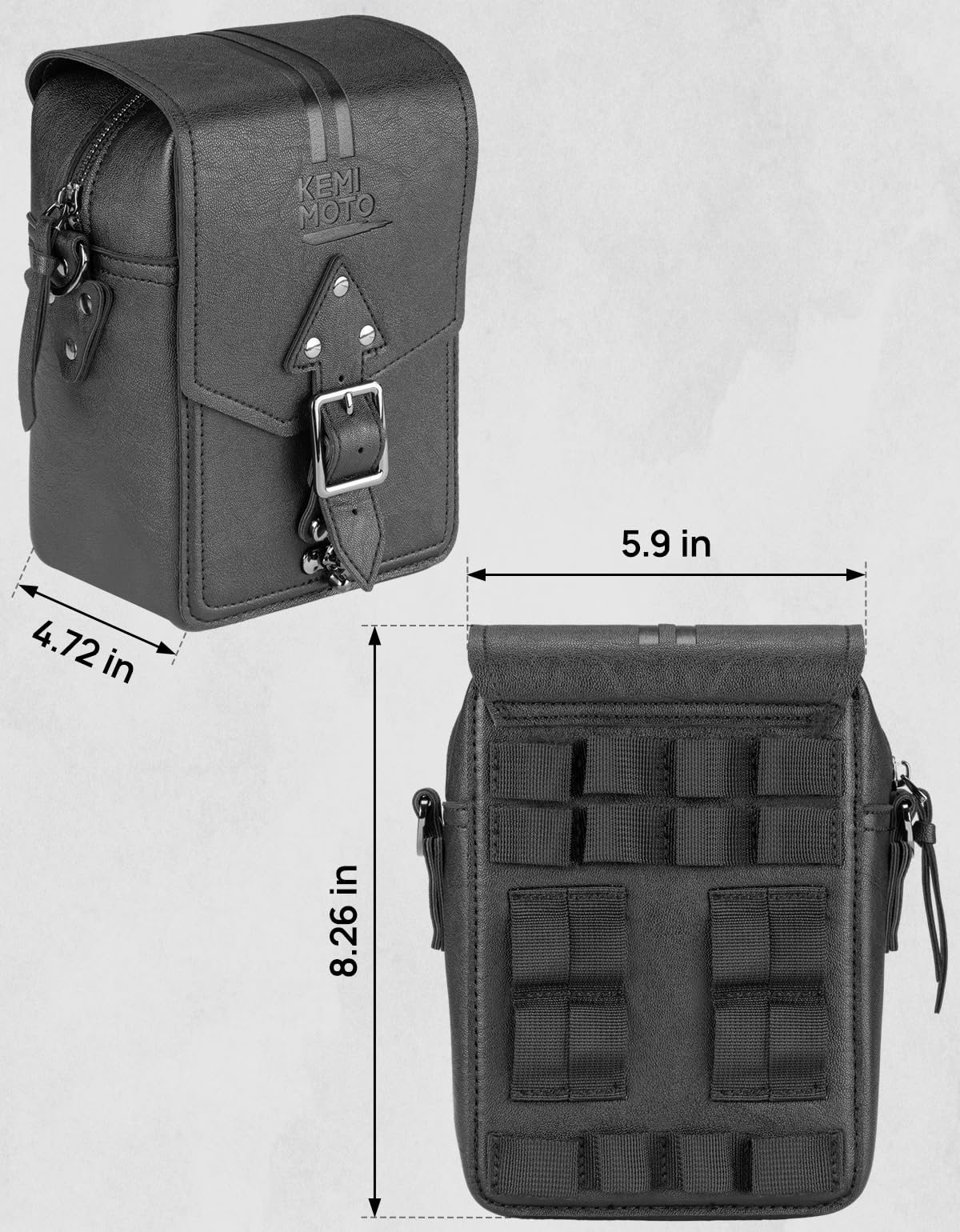 KEMIMOTO borsa manubrio moto pelle nera T-Bar impermeabile