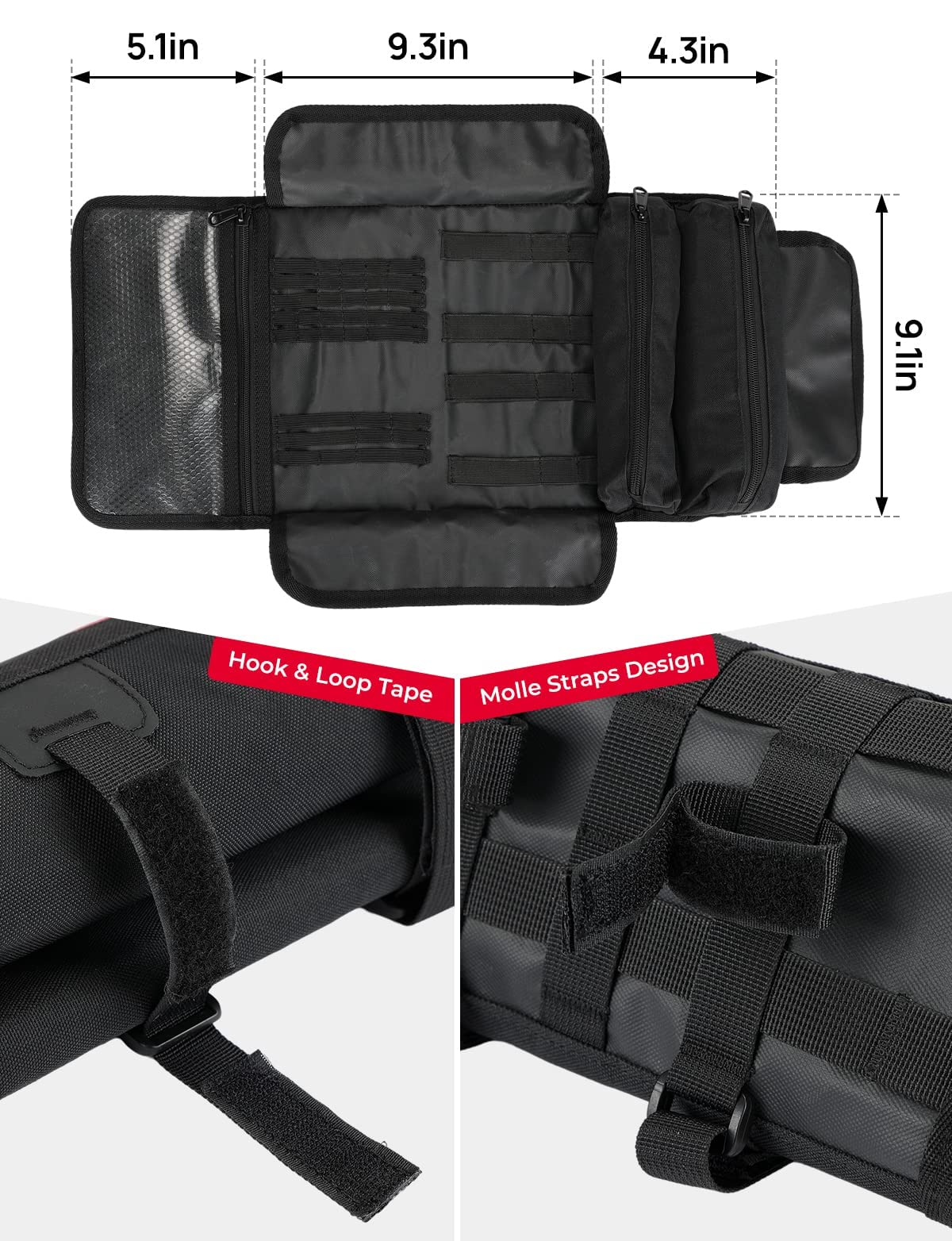 KEMIMOTO borsa attrezzi moto arrotolabile nera