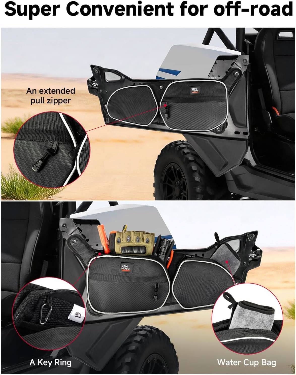 Kemimoto RZR 900 borse porta 2 pezzi con ginocchiere