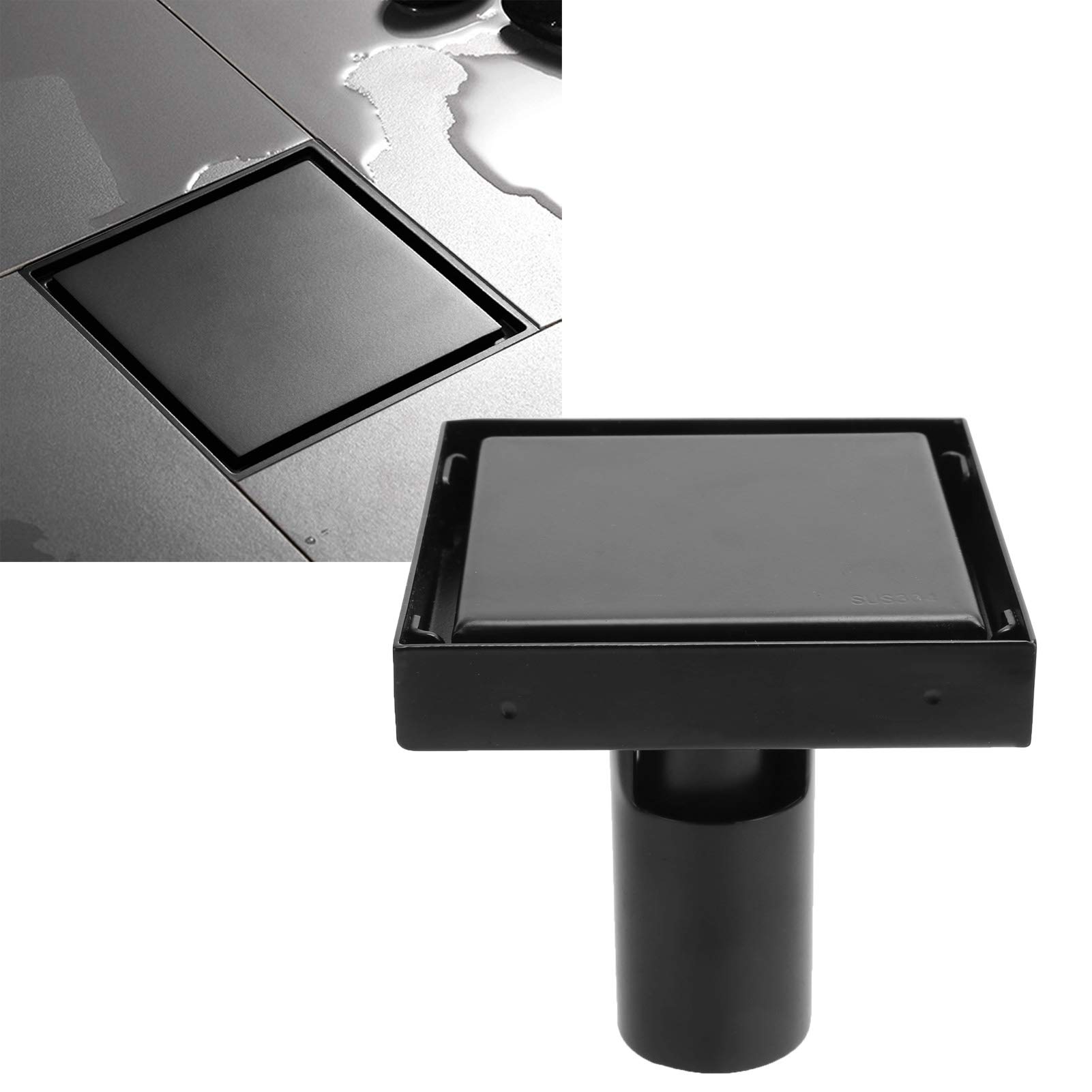 Kuuleyn piletta doccia 10x10 cm nera acciaio inox