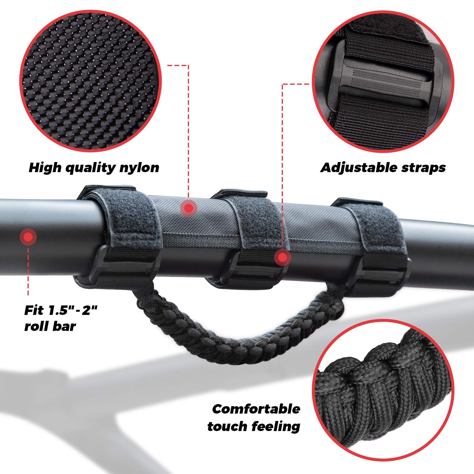 Kemimoto B1201-02501BK maniglia roll bar nero 38-51 mm